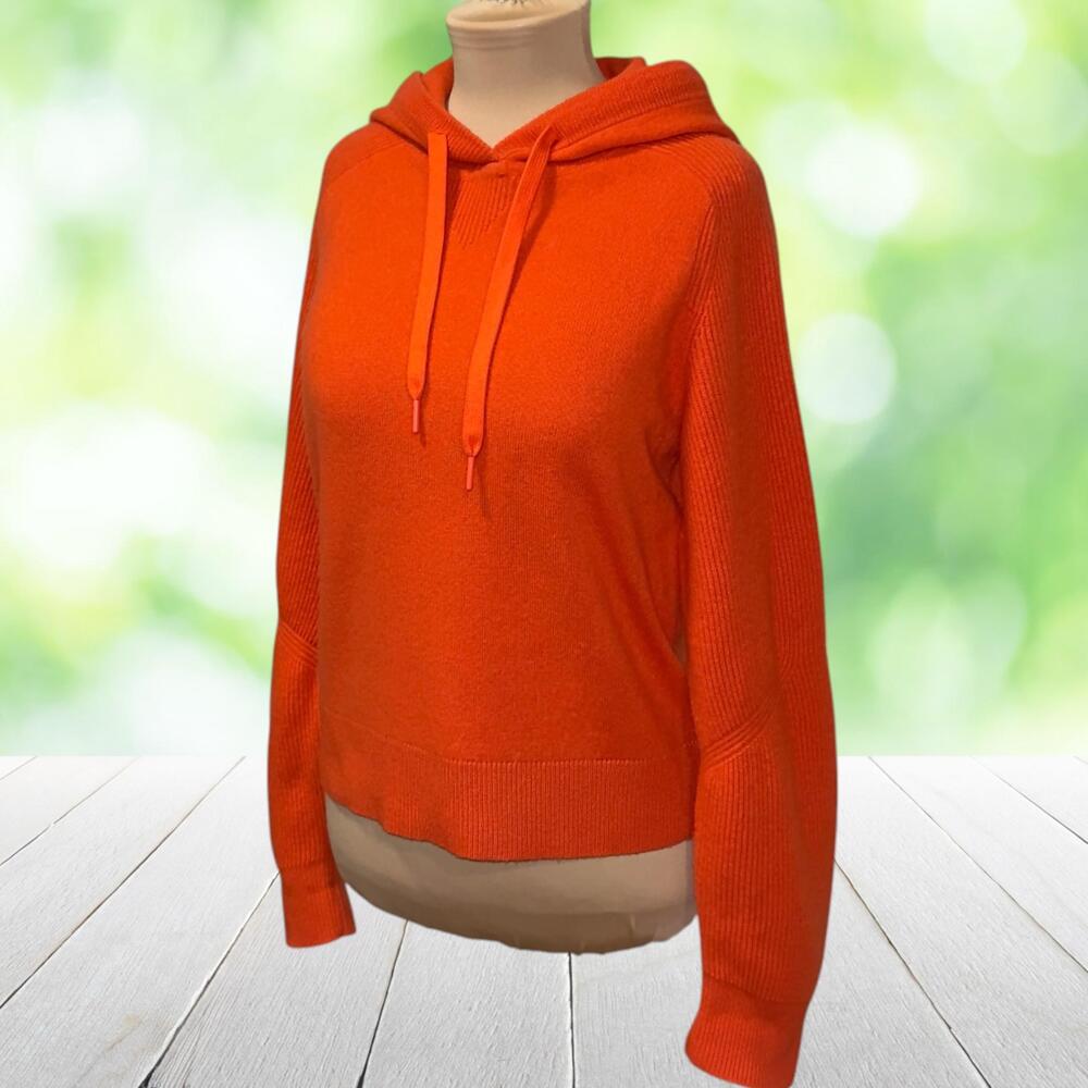 RAG & BONE Cashmere Hoodie Sweater Drawstring Soft Cozy Pullover Orange Womens M